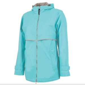 UNH University of New Hampshire Teal Hooded Rain Jacket